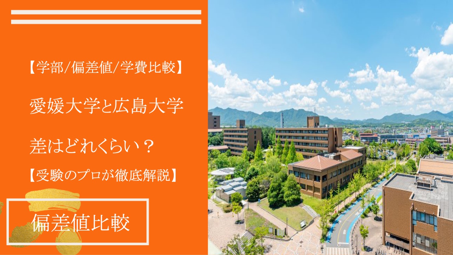 【学部/偏差値/学費比較】愛媛大学と広島大学の差はどれくらい？