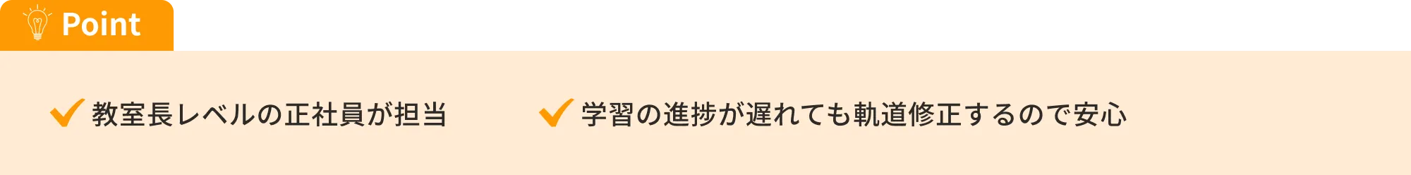 教室長レベルの正社員が担当、学習の進捗が遅れても軌道修正するので安心